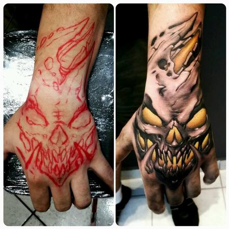 Tattoos - yellow b&g hand tattoo - 128769